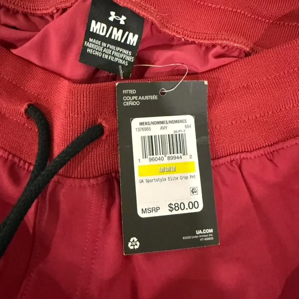 Under Armour NWT Mens Medium Red Maroon Sportstyle Elite‎ Crop Pants 1376965
